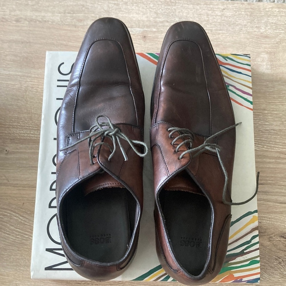 BOSS Men's Brown Leather Dress Shoes